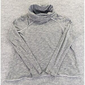 Free People Beach Cowl Neck Sweatshirt Gray Marl Cotton Raglan Pullover OS